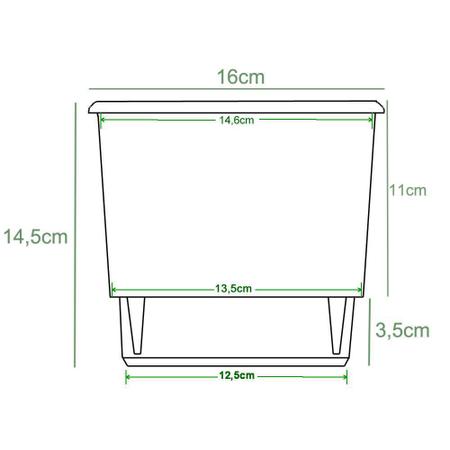 Imagem de Kit 3 Vaso Raiz Auto Irrigável N3 16X14 Verde Escuro Plantas