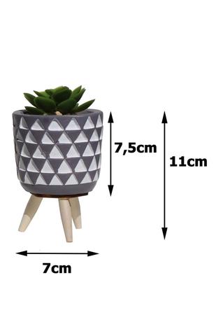 Imagem de Kit 3 Vasos com Pés de Madeira em Cimento Planta Artificial