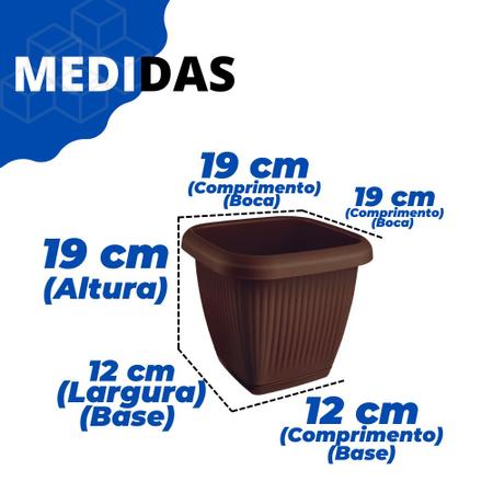 Imagem de Kit 3 Vasos Para Plantas C/ Prato Quadrado 3,9L Decorativo Casa Jardim