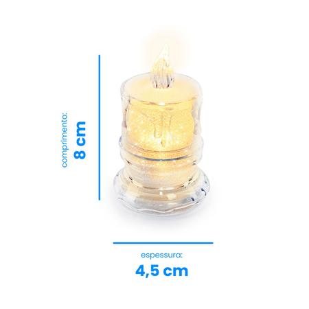 Imagem de Kit 3 Vela Led Transparente Luz Eletrônica Decorativa Amarela