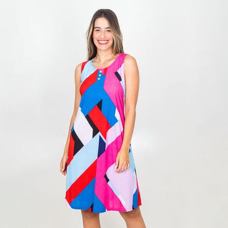 Imagem de Kit 3 Vestidos Liganete Feminino Regata Estampado Com Botão