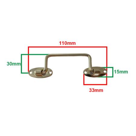 Imagem de Kit 30 Alça ou Puxador Quadrado 110x30mm Caixa Bandeja Artesanato