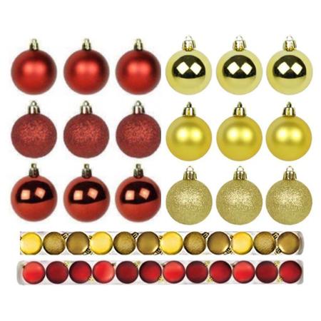 Imagem de Kit 30 Bolas De Natal Mista 4cm Vermelha Dourada Decoração