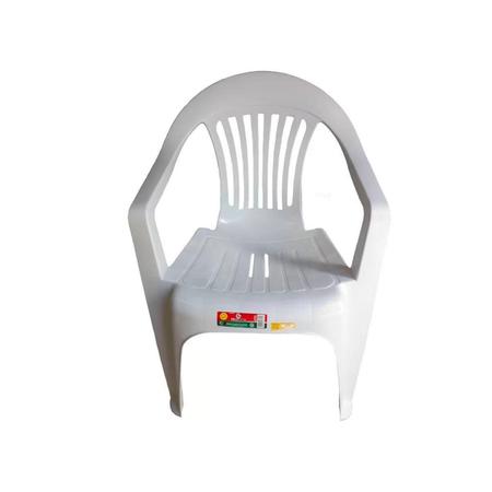 Imagem de Kit 30 Cadeira Plástica Poltrona Branca Carga Máxima 182kg
