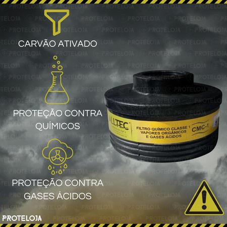 Imagem de KIT 30 Cartucho Filtro Químico Vo/ga Respirador Contra Gases Vapores Máscara Ácidos