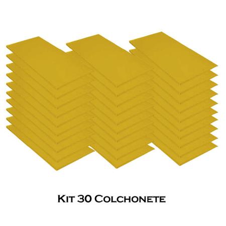 Imagem de Kit 30 Colchonete Slim 95x59cm Solteiro Para Ginástica Academia Escola Sintético Amarelo - Ahazzo Móveis