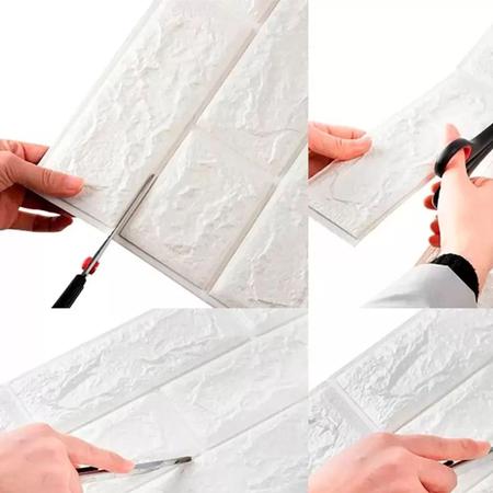 Imagem de Kit 30 - Painel 3d Placas Tijolo Revestimento Adesivo de Parede - Branco