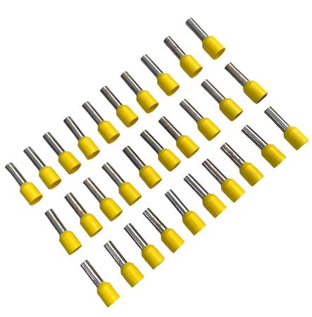 Imagem de Kit 30 Terminal Tubular Pré Isolado Simples 6mm² Amarelo