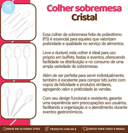 Imagem de Kit 300 Colheres Plásticas Cristal Refeições Fáceis