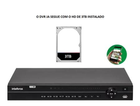 Imagem de Kit 32 Cameras Segurança Hd Dvr Intelbras 32ch mhdx Alta Resolução c/ Acessórios e hd 3tb