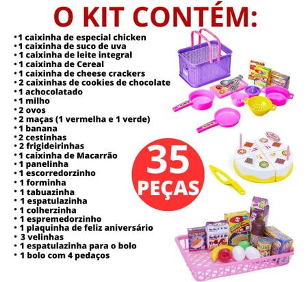 Mercadinho de Brinquedo Comida Infantil Educativo Faz Conta