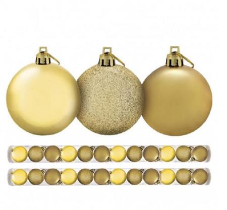 Imagem de Kit 36 Bolas De Natal Mista 5cm Dourada Decoração Árvore