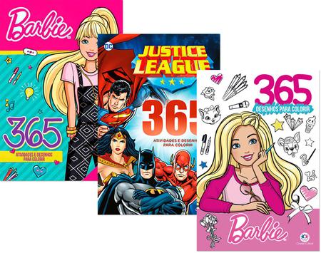 Imagem de Kit 365 Atividades - Barbie + Liga da Justiça + Barbie 2
