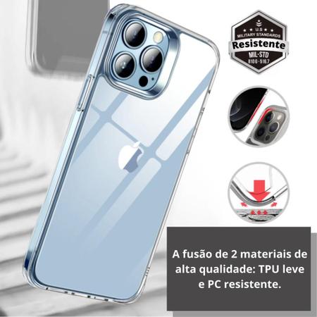 Imagem de Kit 3em1 Compatível Com iPhone 13 ao 13 Pro Max - Capa Clear Space + Película 3D + Película Câmera