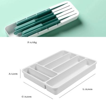 Kit Organizador Utensílios Cozinha Porta Talher Facas Gaveta