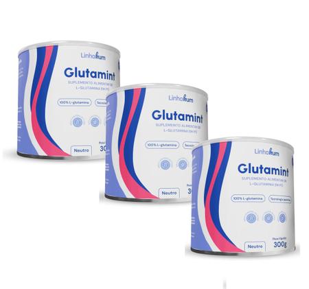 Imagem de Kit 3u Glutamina Pó Glutamint Imunoestimulante 300g Linhahum