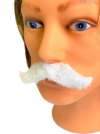 Imagem de Kit 3un Bigode falso Branco de Pelucia curvado nas pontas