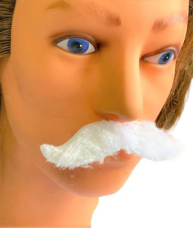 Imagem de Kit 3un Bigode falso Branco de Pelucia curvado nas pontas