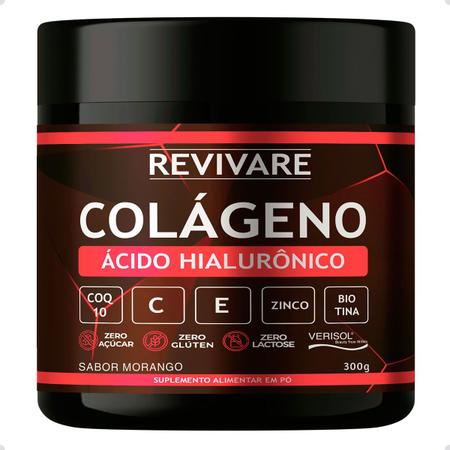 Imagem de Kit 3un Colageno Verisol + Acido Hialuronico + Biotina + COQ10 + Silicio 300g Morango Pele Cabelos Unhas Vitalidade Beleza - Revivare