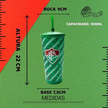 Imagem de Kit 3Un Copos Plástico Com Tampa e Canudo 500ml Fluminense Infantil Oficial Licenciado