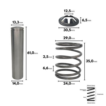 Imagem de Kit 3un Pistão Embolo com Mola e Trava Compatível com Lavajato Eletroplas EL1700i