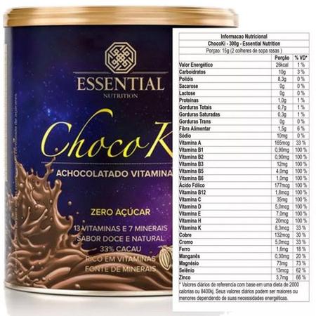 Imagem de Kit 3x Chocoki Achocolatado Vitaminado - 300g cada - Essential Nutrition