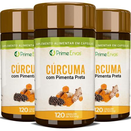 Kit 3X Curcumina Com Pimenta Preta Prime Ervas Imagem de Kit 3X Curcumina Com Pimenta Preta Prime Ervas
