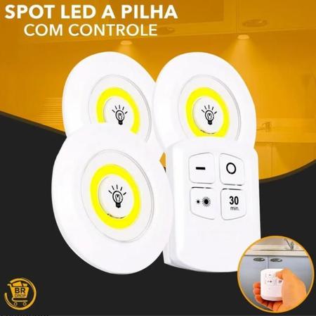 Imagem de Kit 3X Lâmpada Luminária Led Spot Sem Fio Controle Remoto