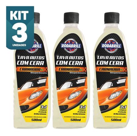 Imagem de Kit 3x - Lava Autos Com Cera 500 Ml Shampoo Para Carro