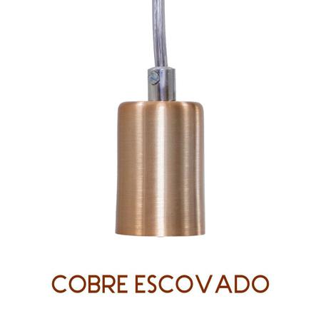 Imagem de kit 3x Pendente Tubo Cilindro Alumínio Cobre Escovado + Filamento Carbono ST64 220V St458