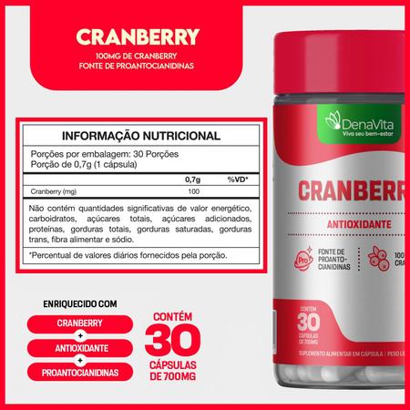 Imagem de Kit 3x Potes Cranberry Concentrado, Antioxidante, Fonte de Fibras e Vitamina C, Vegano - Denavita