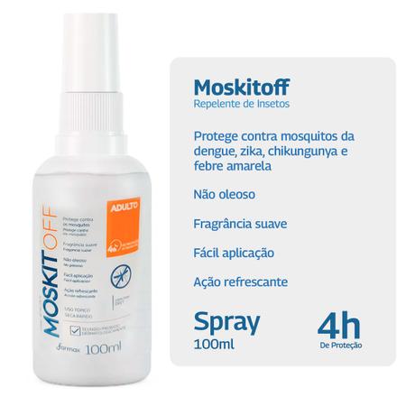 Imagem de Kit 3x Repelente de Insetos Moskitoff Adulto Contra Mosquito da Dengue Spray 100ml Farmax