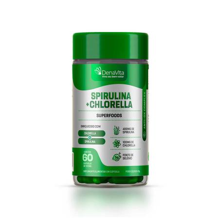 Imagem de Kit 3x Spirulina 2x1, Rico em Proteínas, Vitamina B, Selênio, 180 Cápsulas - Denavita