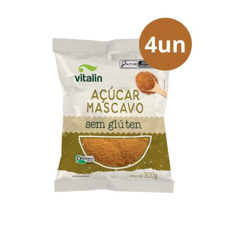 Imagem de KIT 4 Açúcar Mascavo Orgânico Vitalin 300g