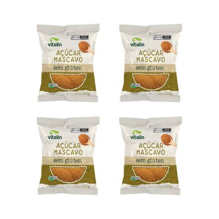 KIT 4 Açúcar Mascavo Orgânico Vitalin 300g Imagem de KIT 4 Açúcar Mascavo Orgânico Vitalin 300g