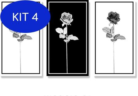 Imagem de Kit 4 Adesivo Decorativo Para Parede Flores Rosa