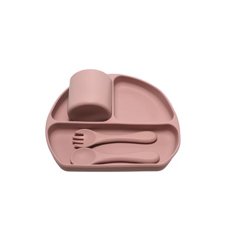 Imagem de Kit 4 Alimentação Bebê Silicone Prato Copo Garfo e Colher rosa