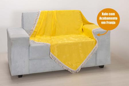 Imagem de Kit 4 Almofadas Cheias Lindas Decorativas Sala Sofá C/ Xale Amarelo