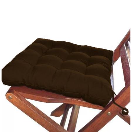 Imagem de Kit 4 Almofadas Decorativa Futon Assento De Cadeira Sofa Pallet Banco Marrom Cheia Confortavel Macio C/ Fitas De Amarrar 40x40CM