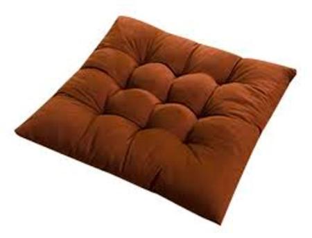 Imagem de Kit 4 Almofadas Decorativa Futon Assento De Cadeira Sofa Pallet Banco Marrom Cheia Confortavel Macio C/ Fitas De Amarrar 40x40CM