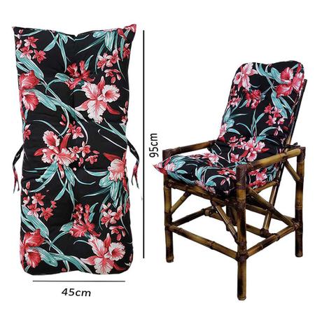 Imagem de Kit 4 Almofadas Estampadas Para Cadeira Sofa Poltrona Bambu