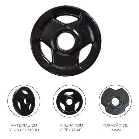 Imagem de Kit 4 Anilhas Sport 1 Kg Emborrachada Furo Standad Preto