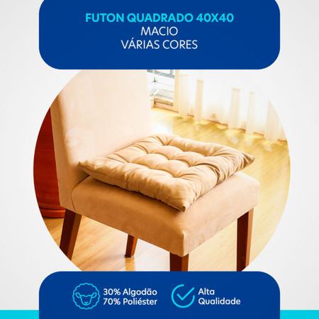 Imagem de Kit 4 Assentos Futton 40x40cm C/Fitas Para Amarrar Diversar Cores Futon Para Cadeiras Banquetas Almofadas 
