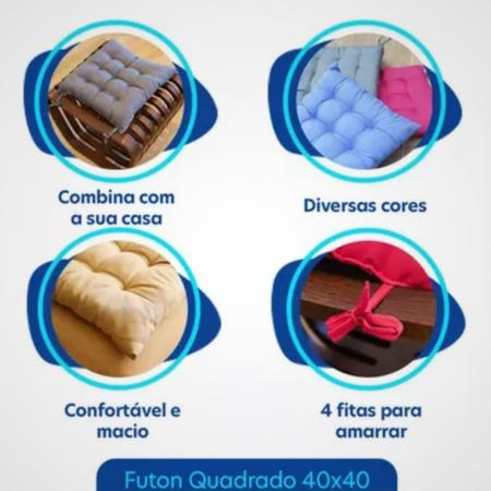 Imagem de Kit 4 Assentos Futton C/Cordinhas Para Amarrar Confortável Diversas Cores Futon Decoração Para Cadeiras Banquetas Piquenique