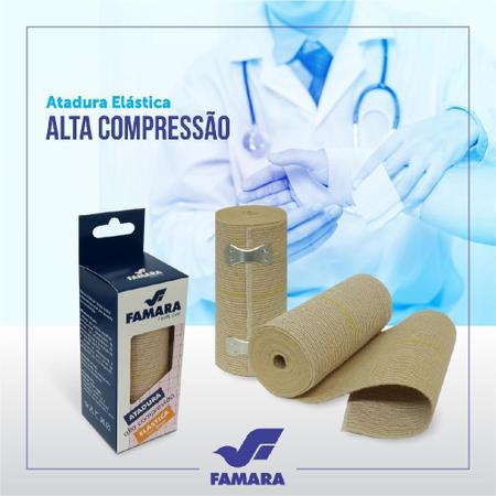 Imagem de Kit 4 Atadura Elástica Alta Compressão 15cm x 1,30m Cor Bege Famara