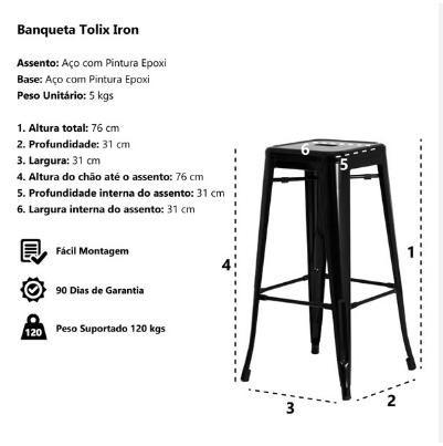 Imagem de Kit 4 BANQUETA Tolix Iron Preta