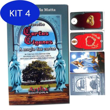 Kit 4 Baralho E Jogo De Cartas Ciganas 36 Cartas E Manual