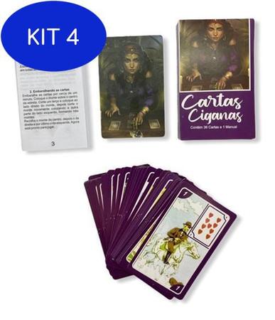 Kit 4 Baralho E Jogo De Cartas Ciganas 36 Cartas E Manual