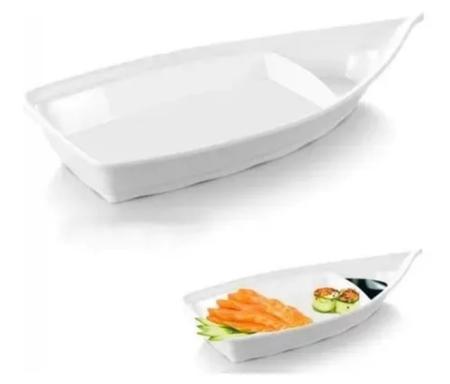 Imagem de Kit 4 Barcas Para Comida Japonesa 32 Cm Em Melamina Branco