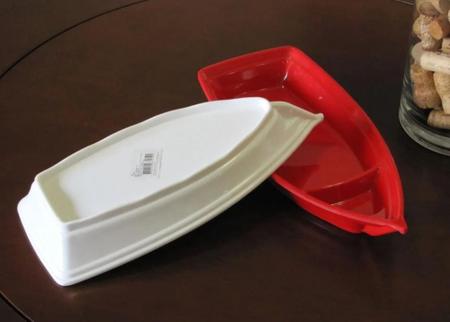 Imagem de Kit 4 Barcas Para Comida Japonesa 32 Cm Em Melamina Branco